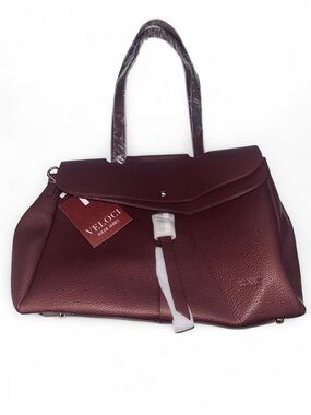NWT VELOCI Brown Faux Pebbled Leather Tote Satchel Bag